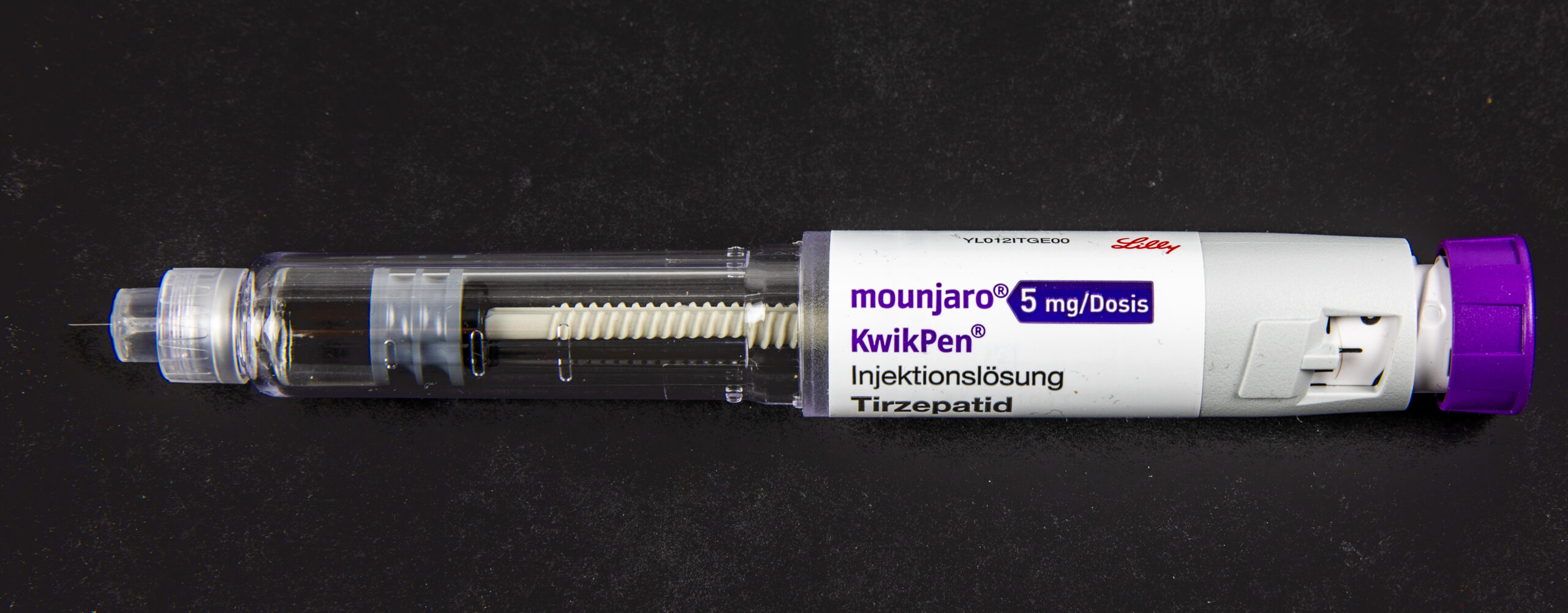 A Mounjaro (tirzepatide) KwikPen injector, the Eli Lilly drug the FDA approved to reduce cardiovascular risk in type 2 diabetes.
