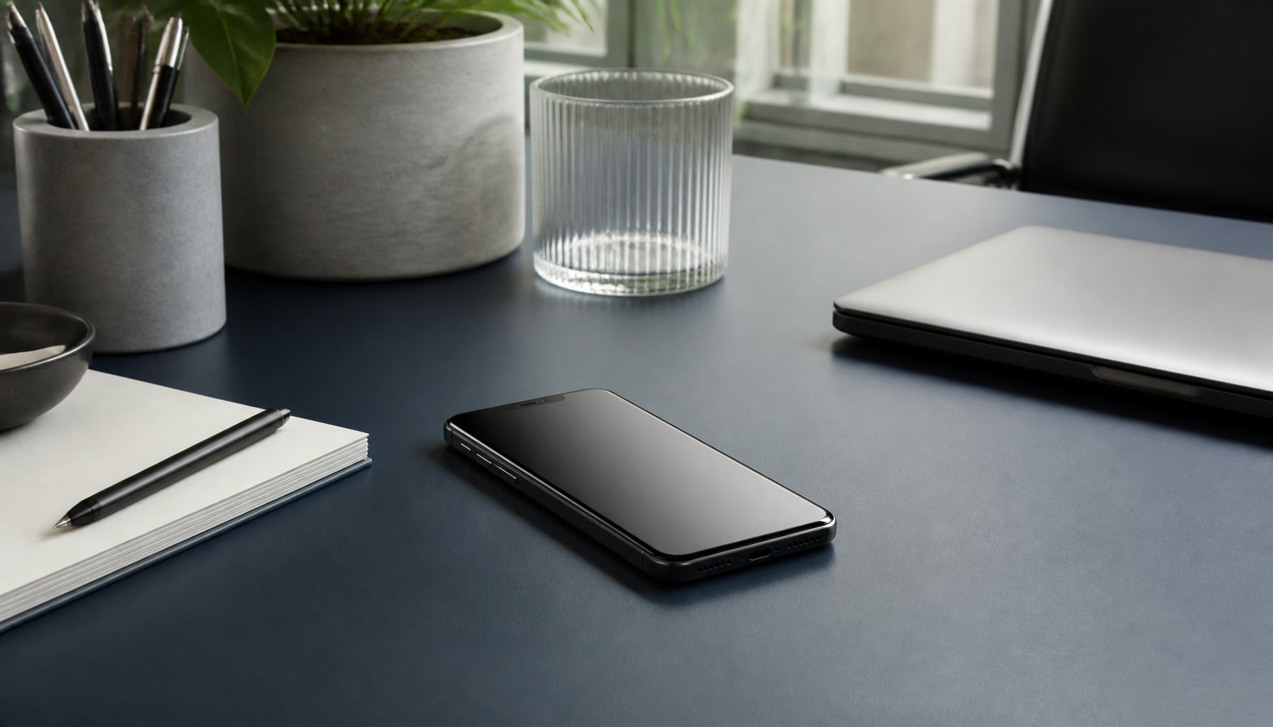 A phone, laptop and notebook on a desk, illustrating gaming and technology news coverage