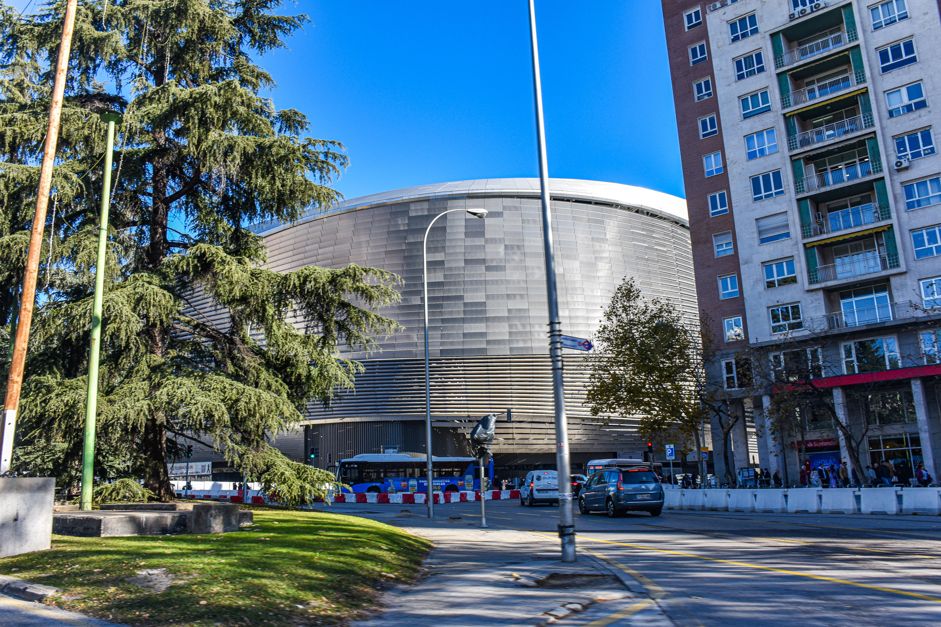 Exterior view of the Santiago Bernabéu stadium in Madrid