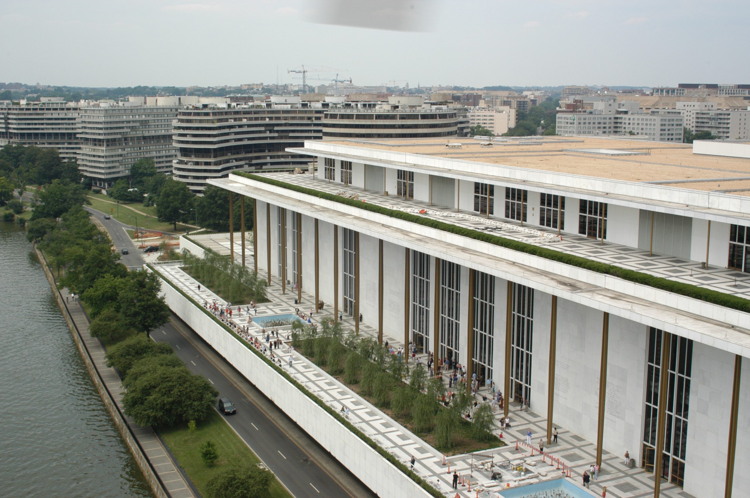 The John F. Kennedy Center for the Performing Arts building along the Potomac River in Washington, D.C.