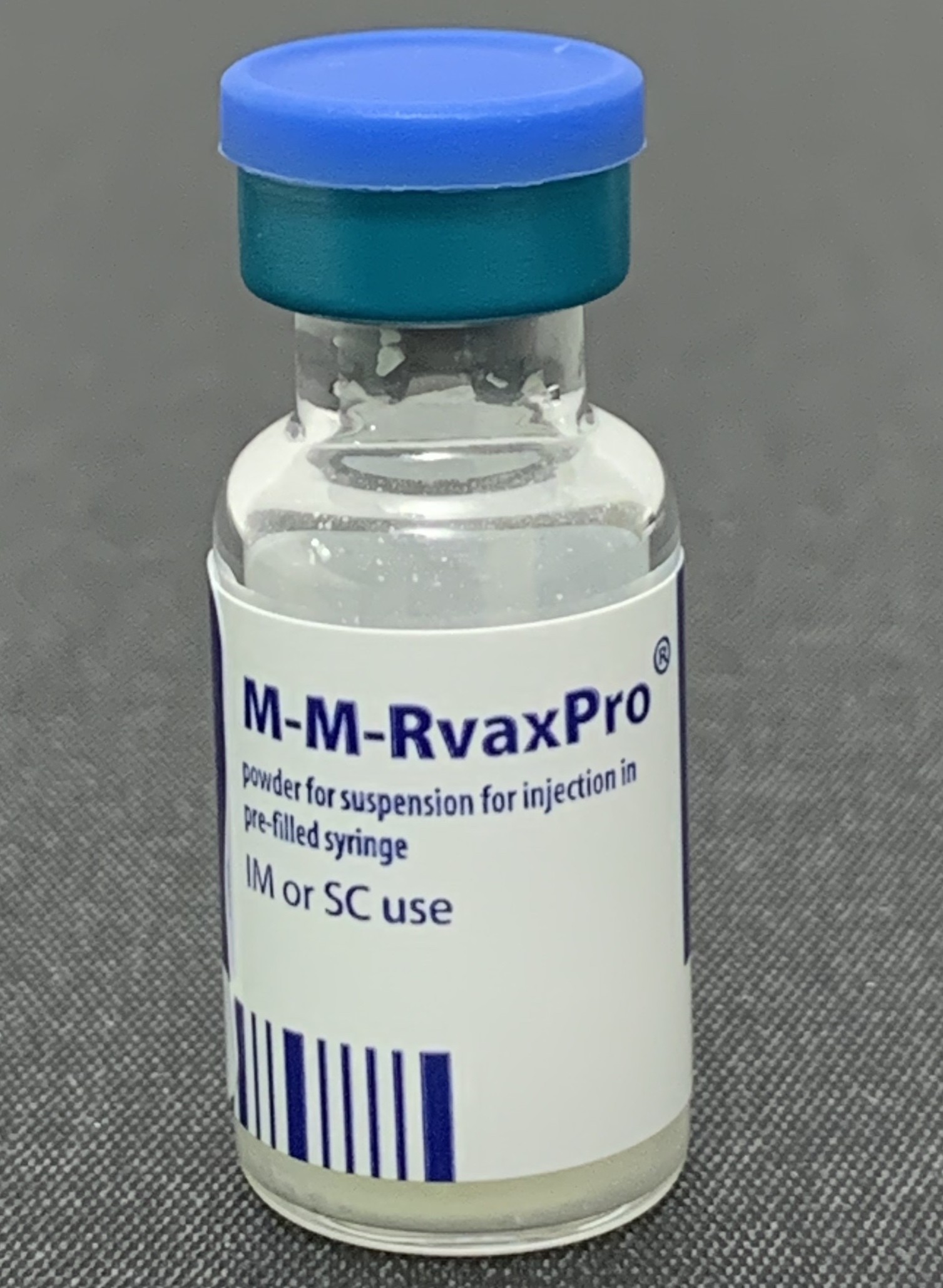 A vial of MMR (measles, mumps, rubella) vaccine