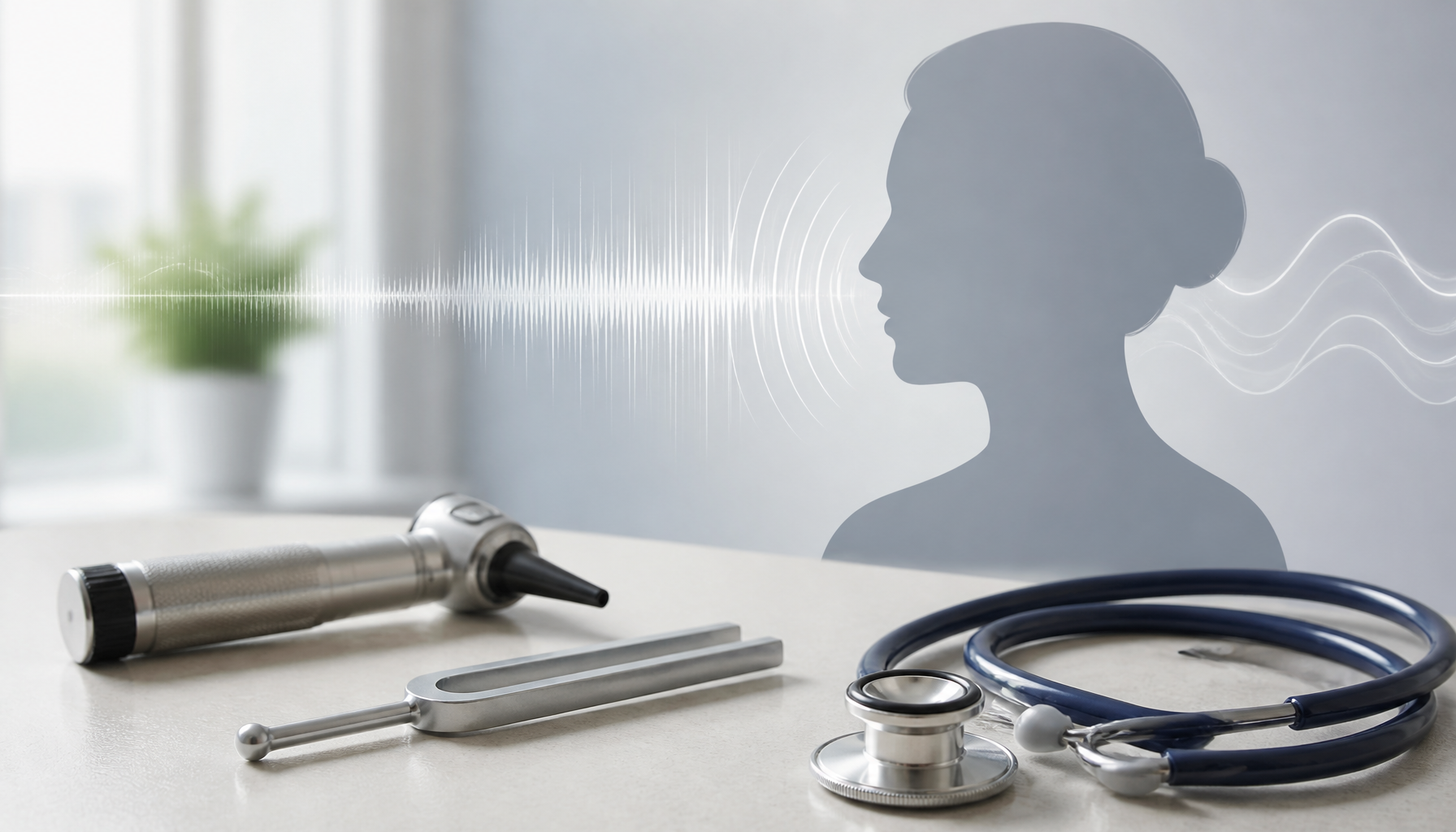 Editorial illustration: voice and hearing health check